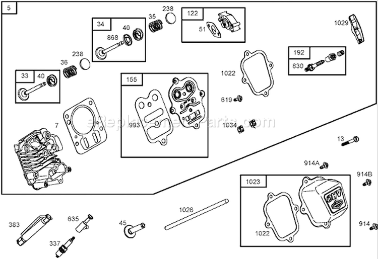 Cylinder Head Assembly Diagram and Parts List for 62925 260000001-260999999 - 2006 Toro Leaf Blower / Vacuum