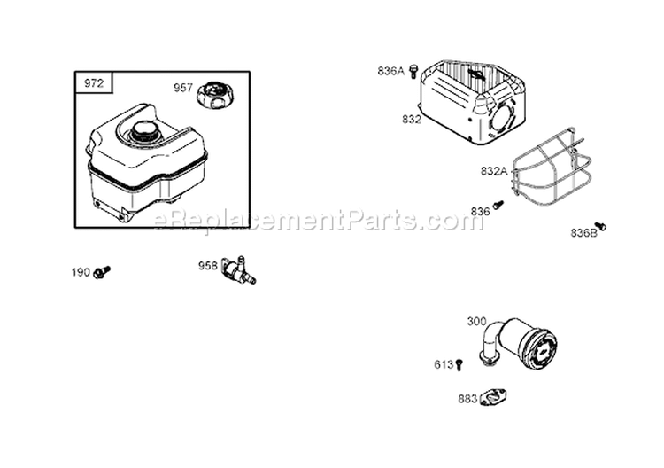 Muffler and Fuel Tank Assembly Diagram and Parts List for 62925 260000001-260999999 - 2006 Toro Leaf Blower / Vacuum