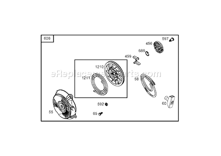 Starter Assembly Diagram and Parts List for 62925 260000001-260999999 - 2006 Toro Leaf Blower / Vacuum