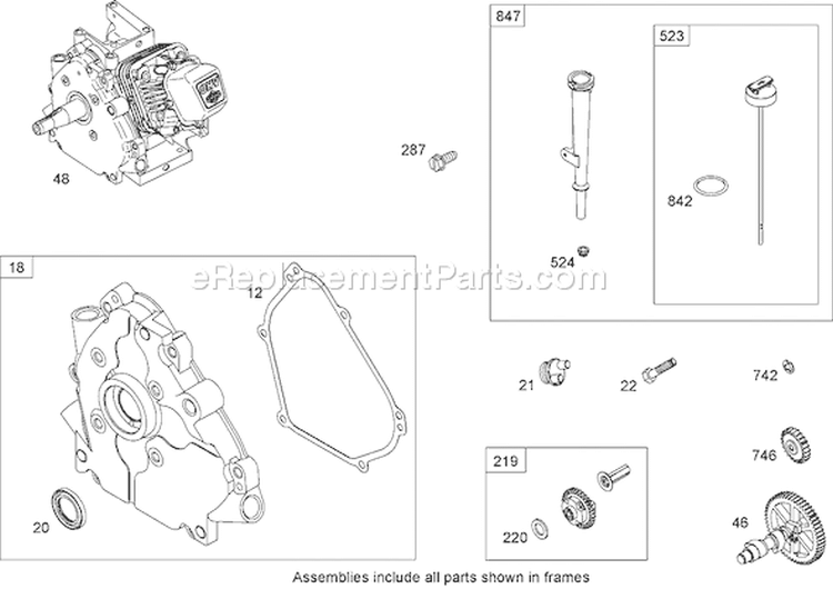 Crankcase Assembly Diagram and Parts List for 62925 270000001-270999999 - 2007 Toro Leaf Blower / Vacuum