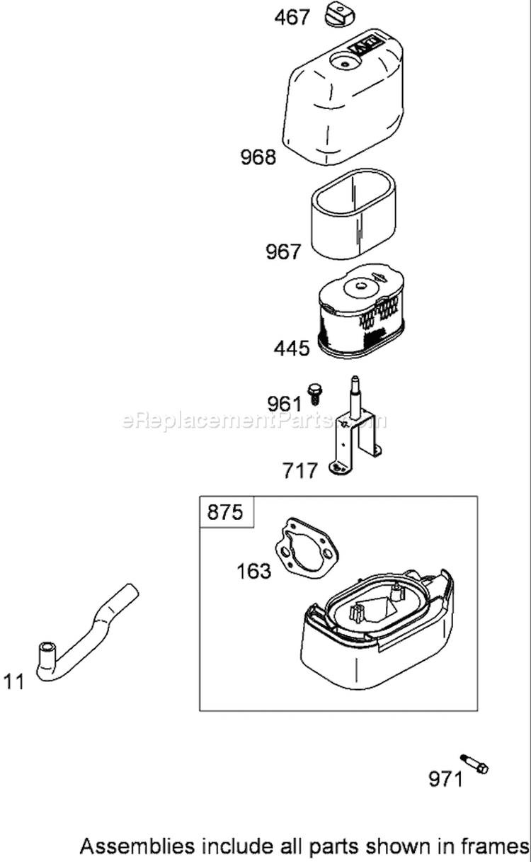 Air Cleaner Assembly Diagram and Parts List for 62925 290000001-290999999 - 2009 Toro Leaf Blower / Vacuum