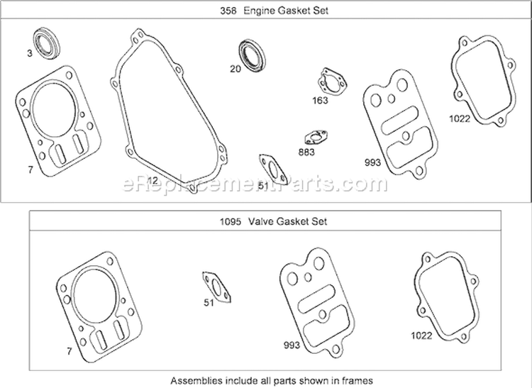 Engine Gasket Set Diagram and Parts List for 62925 290000001-290999999 - 2009 Toro Leaf Blower / Vacuum
