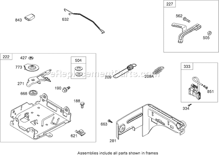 Governor Assembly Diagram and Parts List for 62925 290000001-290999999 - 2009 Toro Leaf Blower / Vacuum