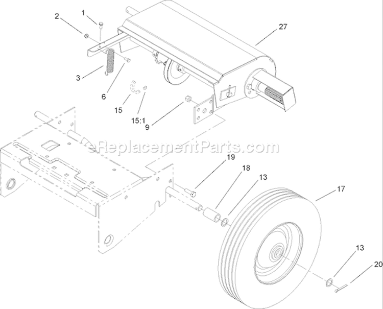 Traction and Wheel Assembly Diagram and Parts List for 62925 260000001-260999999 - 2006 Toro Leaf Blower / Vacuum