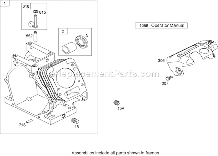 Cylinder Assembly Diagram and Parts List for 62925 290000001-290999999 - 2009 Toro Leaf Blower / Vacuum
