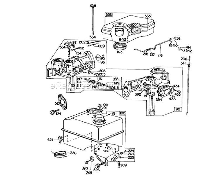 Carburetor Assembly Diagram and Parts List for 62933 3000001-3999999 - 1983 Toro Leaf Blower / Vacuum
