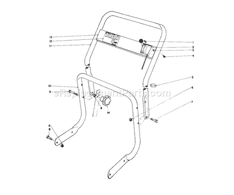 Handle Assembly Diagram and Parts List for 62933 3000001-3999999 - 1983 Toro Leaf Blower / Vacuum