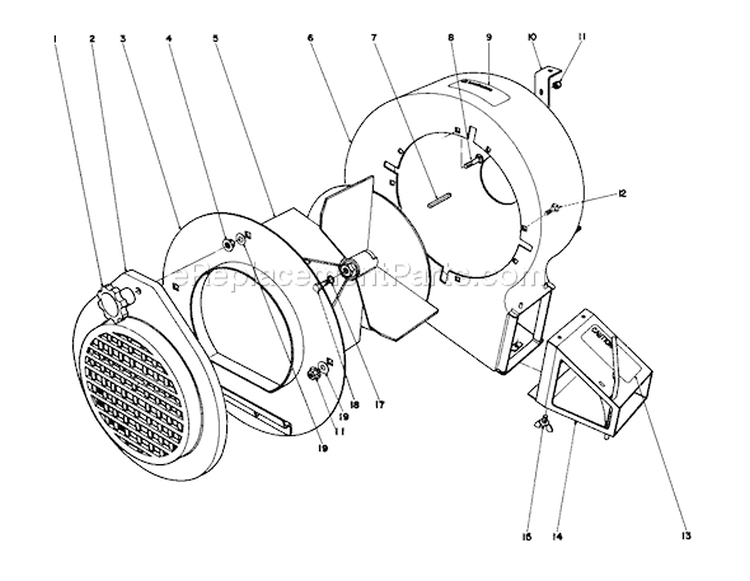 Blower Assembly Diagram and Parts List for 62933 6000001-6999999 - 1986 Toro Leaf Blower / Vacuum