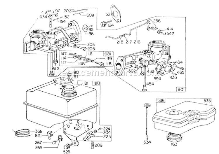 Carburetor Assembly Diagram and Parts List for 62933 7000001-7999999 - 1977 Toro Leaf Blower / Vacuum