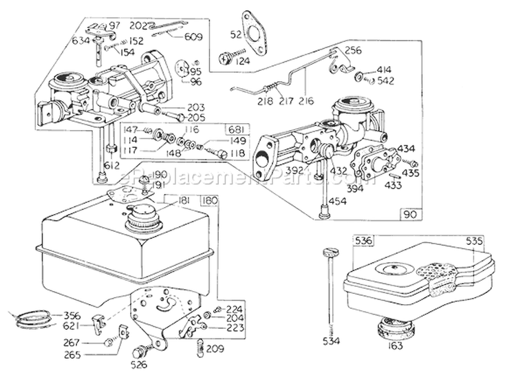 Carburetor Assembly Diagram and Parts List for 62933 8000001-8999999 - 1978 Toro Leaf Blower / Vacuum