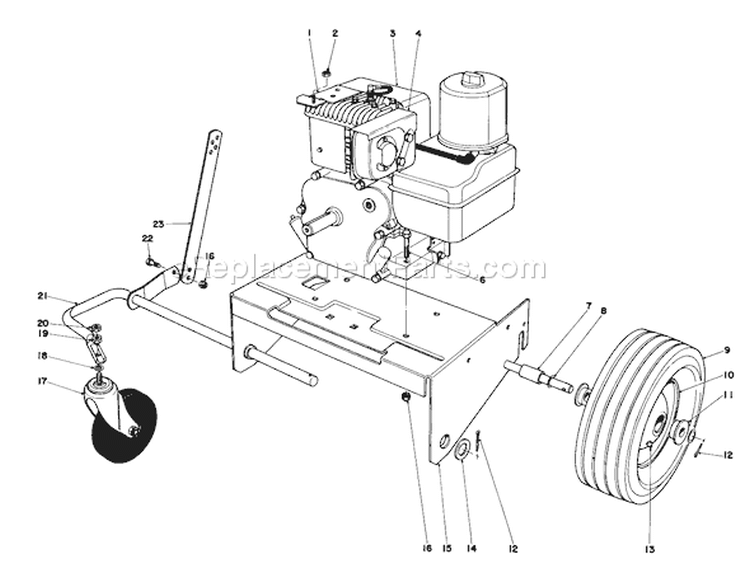 Engine And Base Assembly Diagram and Parts List for 62933 7000001-7999999 - 1987 Toro Leaf Blower / Vacuum