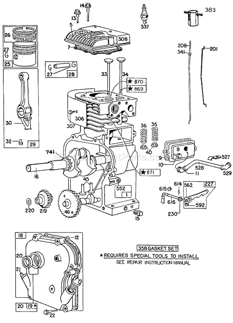 Engine Diagram and Parts List for 62933 7000001-7999999 - 1987 Toro Leaf Blower / Vacuum