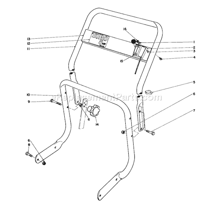 Handle Assembly Diagram and Parts List for 62933 7000001-7999999 - 1987 Toro Leaf Blower / Vacuum