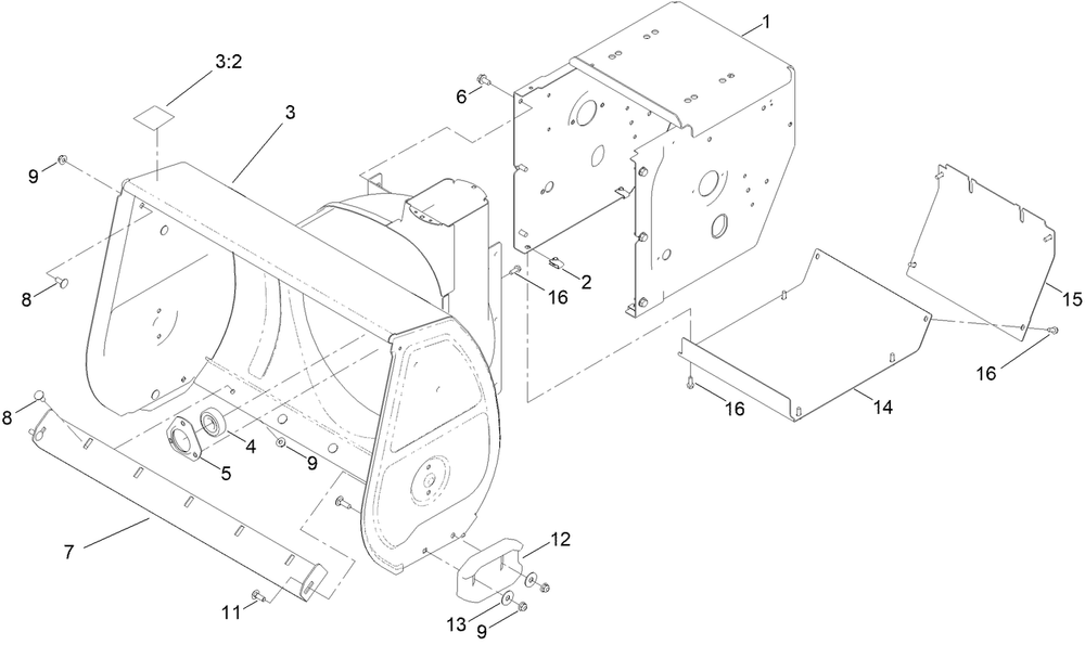 Housing Assembly Diagram and Parts List for 38838 414370817 - 414371069 Toro Snow Blower