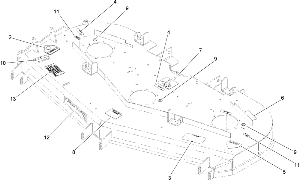 Deck Decal Assembly Diagram and Parts List for 74274 (270000001-270999999)(2007) Toro Lawn Mower