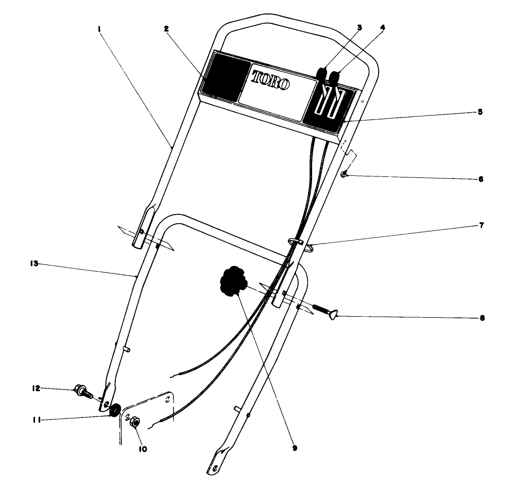 Handle Assembly Model 18060 Diagram and Parts List for 18015 8000001 - 8999999 Toro Lawn Mower