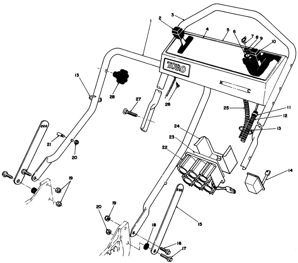 Handle Assembly (Serial No. 9000101-9005855)(9006400 & Up) Diagram and Parts List for 20671 9000001 - 9999999 Toro Lawn Mower