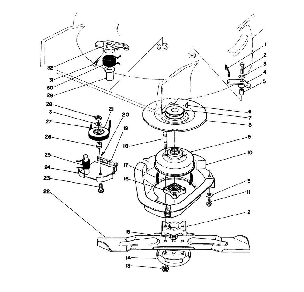 Blade Brake Clutch Assembly Diagram and Parts List for 20684C 9000001 - 9999999 Toro Lawn Mower