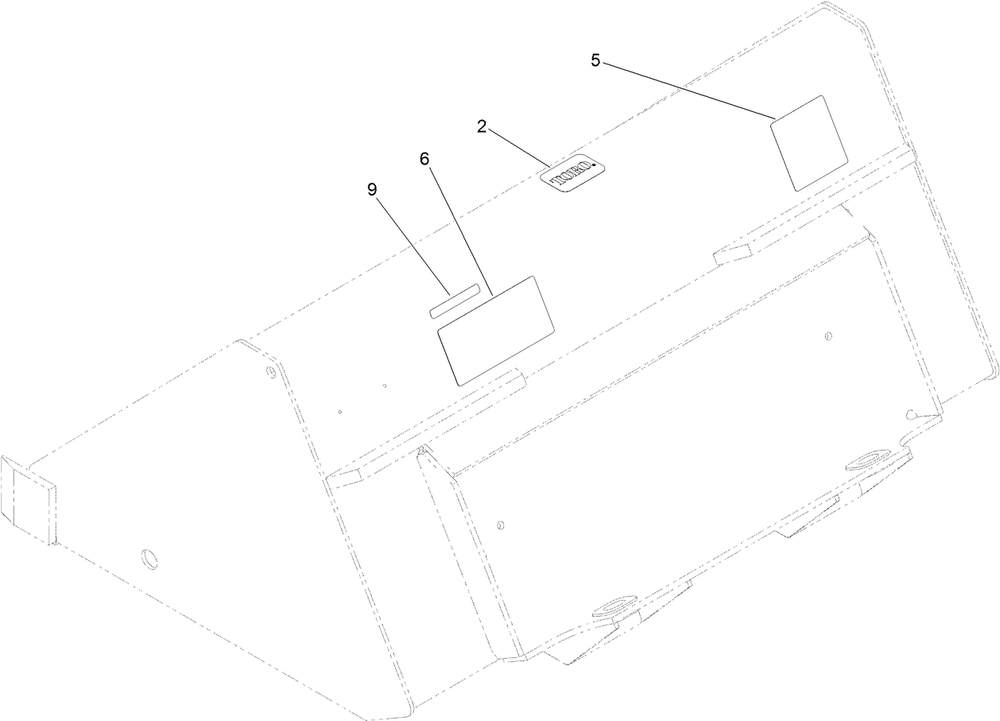 Narrow Bucket Assembly Diagram and Parts List for 22520 404750000 - 409899999 Toro Lawn Tractor Accessories