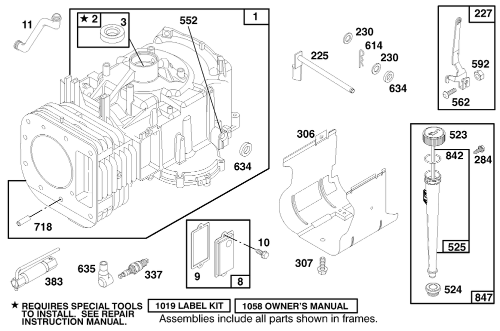 Engine Briggs & Stratton Model 28n707-0131-01 Diagram and Parts List for 71217 7900001 - 7999999 Toro Lawn Tractor