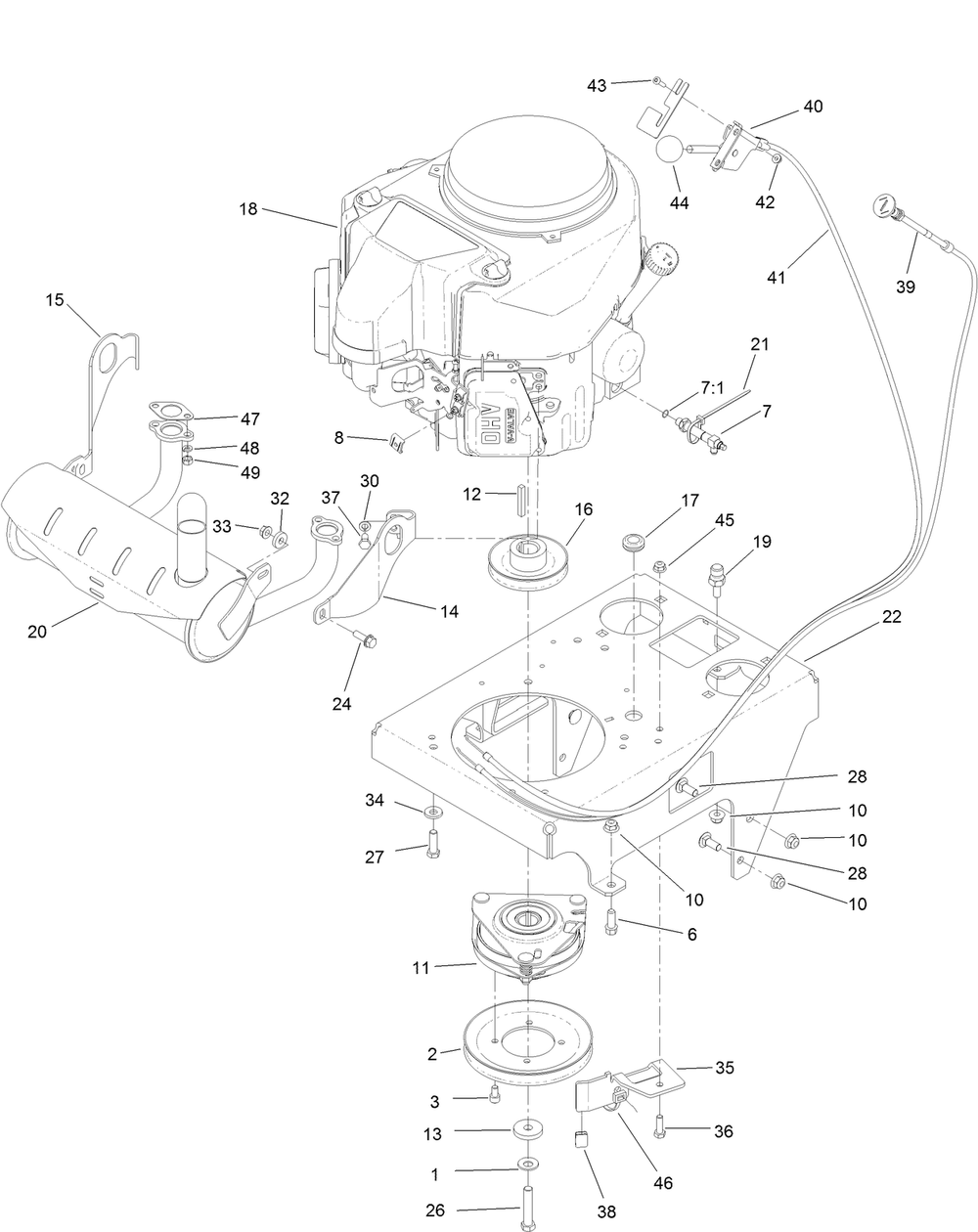 Engine Assembly Diagram and Parts List for 74536 403365744-404314999 Toro Lawn Mower