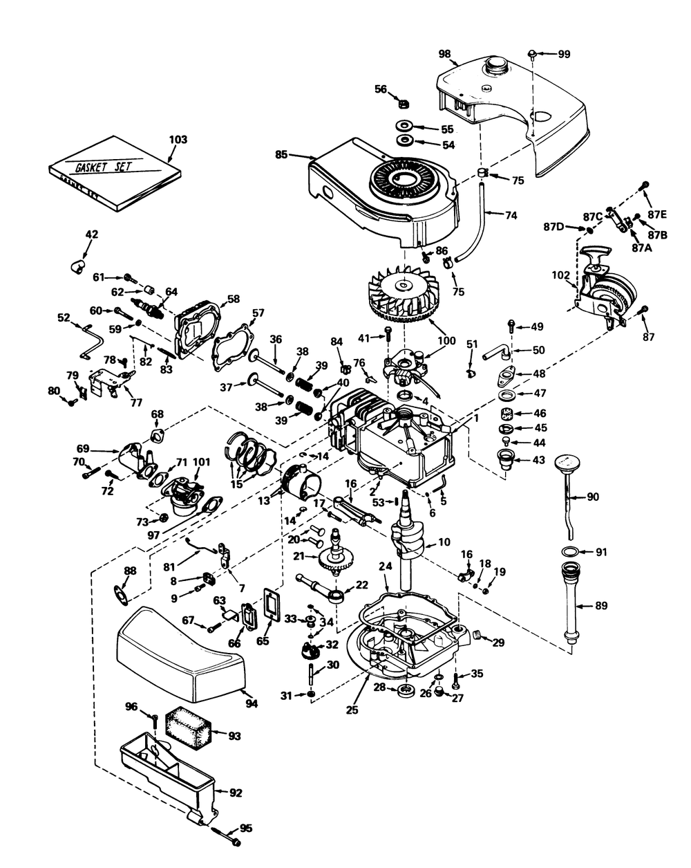 Engine Tecumseh Model No. Tnt 100-10047 (Mower Model No. 21610) Diagram and Parts List for 21711 6000001 - 6999999 Toro Lawn Mower