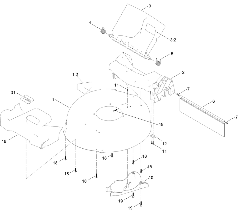 Housing Assembly Diagram and Parts List for 21321 400000000 - 999999999 Toro Lawn Mower