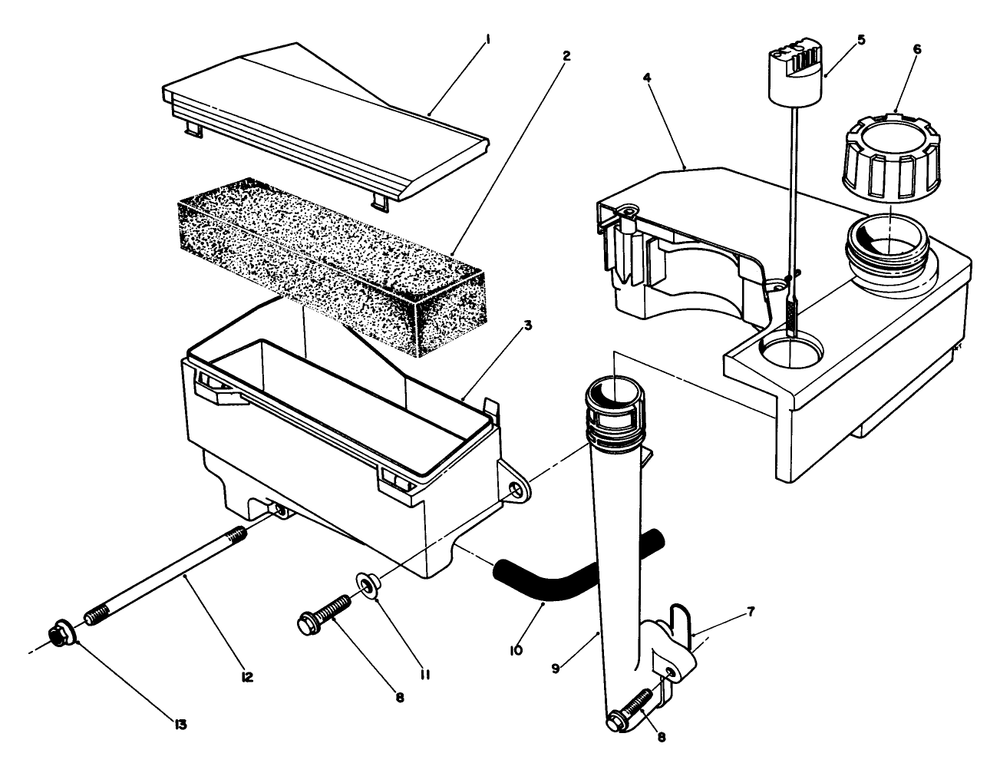 Air Cleaner & Fuel Tank Assembly (Model No. Vmh7) Diagram and Parts List for 20624 8000001 - 8999999 Toro Lawn Mower