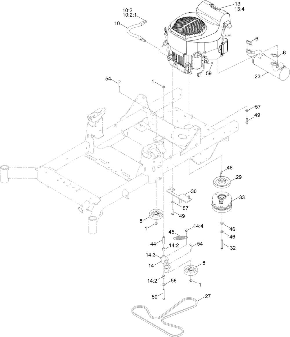 Engine Assembly Diagram and Parts List for 76602 400000000 - 412999999 Toro Lawn Tractor