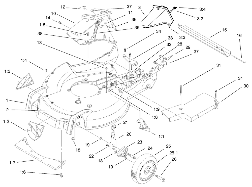 Housing Assembly Diagram and Parts List for 20786 8900001 - 8999999 Toro Lawn Mower