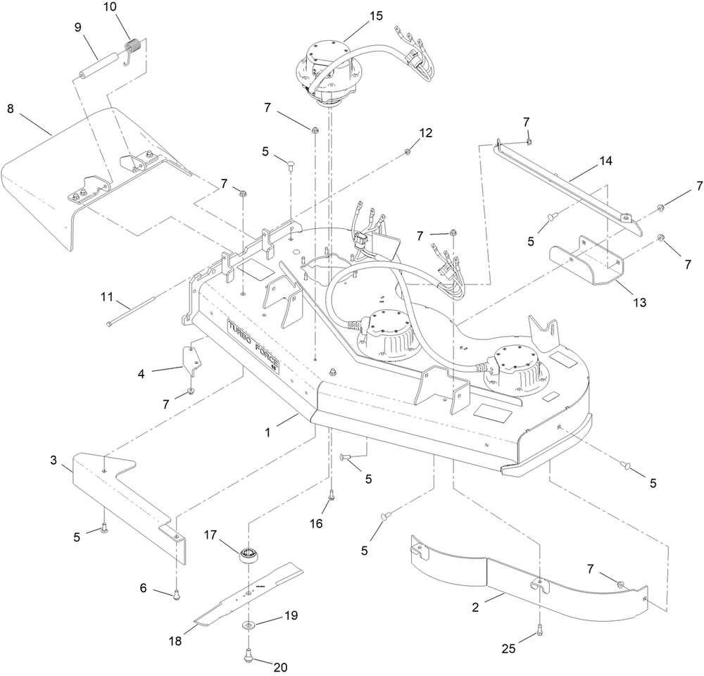 48 Inch Deck Assembly Diagram and Parts List for 18562 400000000 - 414265543 Toro Lawn Mower