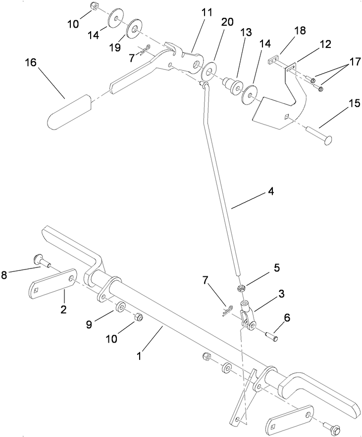 Parking Brake Assembly Diagram and Parts List for 74558 (290000001-290000209)(2009) Toro Lawn Mower