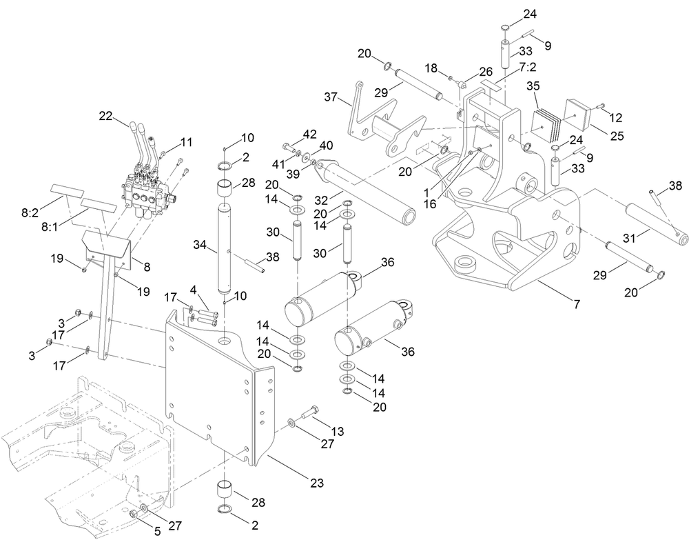 Plow Mount Assembly Diagram and Parts List for 25401 316000001 - 316999999 Toro Lawn Tractor Accessories
