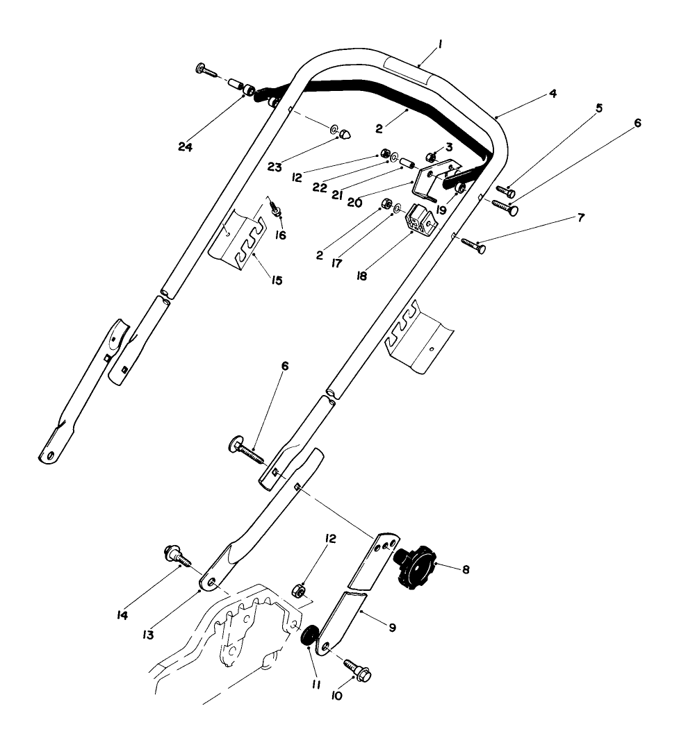 Handle Assembly Diagram and Parts List for 20560 3000001 - 3999999 Toro Lawn Mower