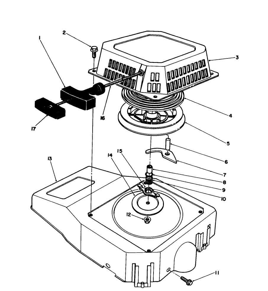 Recoil Assembly (Model No. Vml0-5) Diagram and Parts List for 20926B 2000001 - 2999999 Toro Lawn Mower