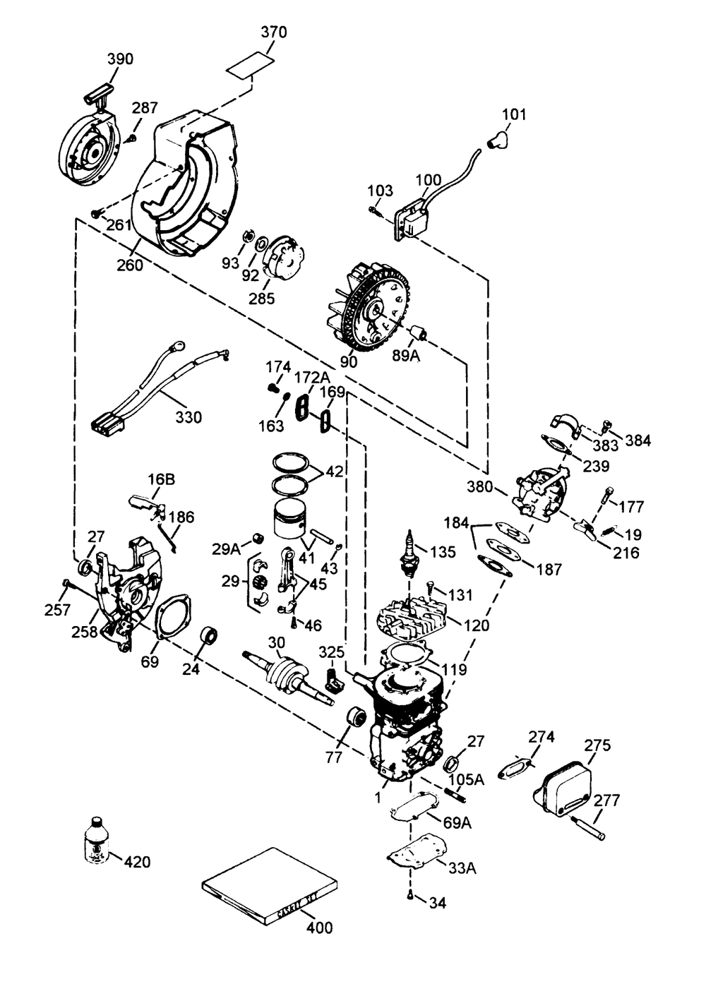 Engine Tecumseh Model No. Hsk600 Type 1680s (Model 38176 Only) Diagram and Parts List for 38176 4900001 - 4999999 Toro Snow Blower