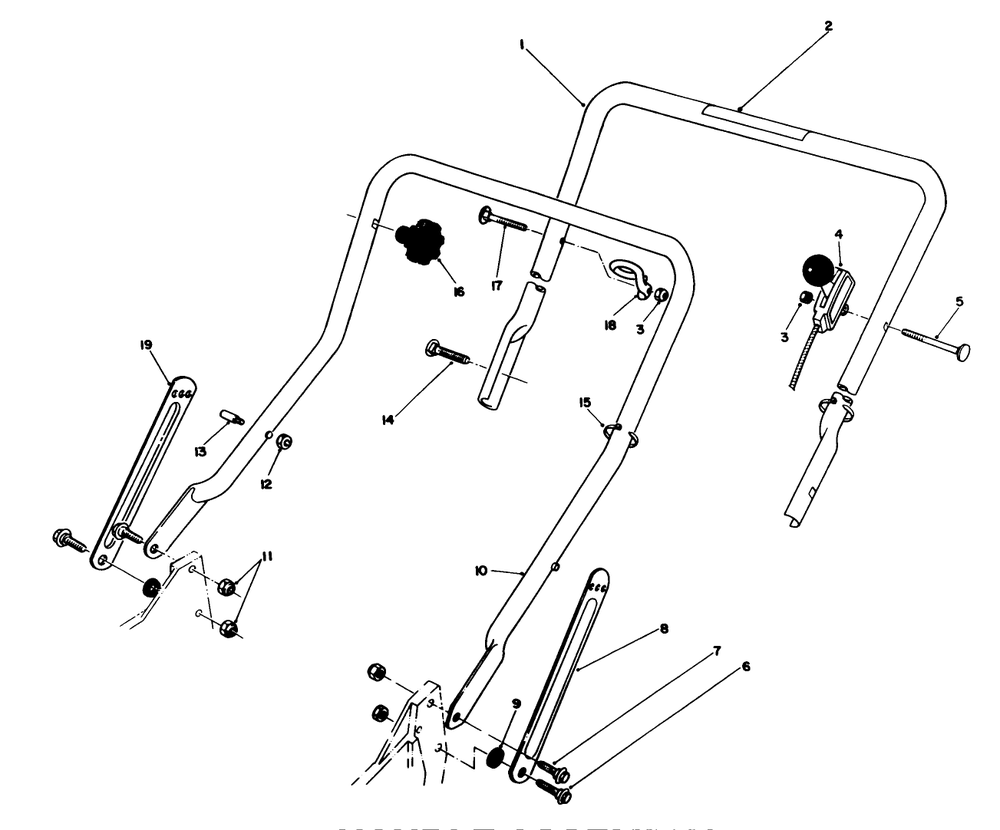 Handle Assembly Diagram and Parts List for 20326 2000001 - 2999999 Toro Lawn Mower