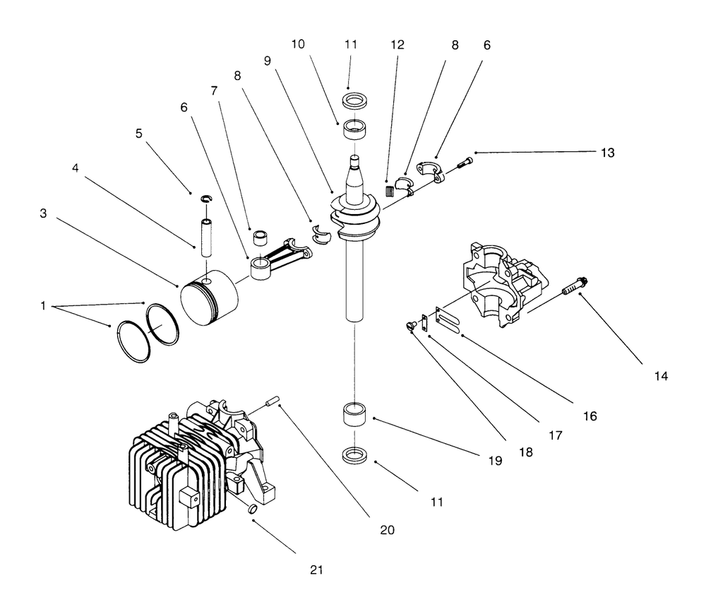 Block Assembly (Model No. 20442 Only) Diagram and Parts List for 20442 6900001 - 6999999 Toro Lawn Mower