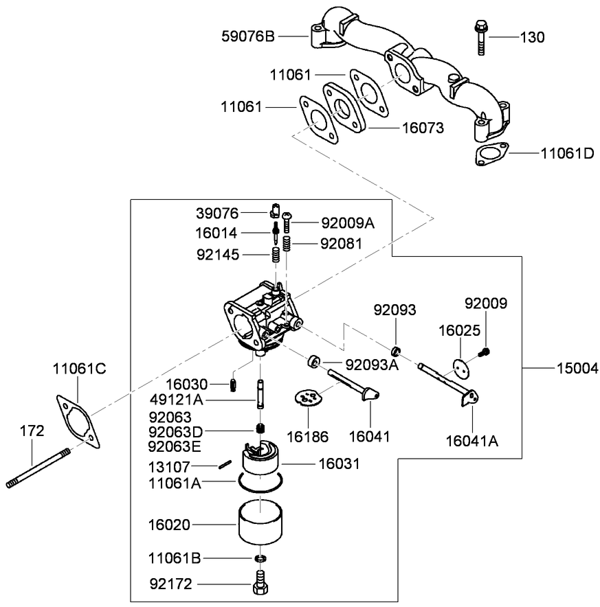 Carburetor Assembly Diagram and Parts List for 38684 (290000001-290999999)(2009) Toro Lawn Mower