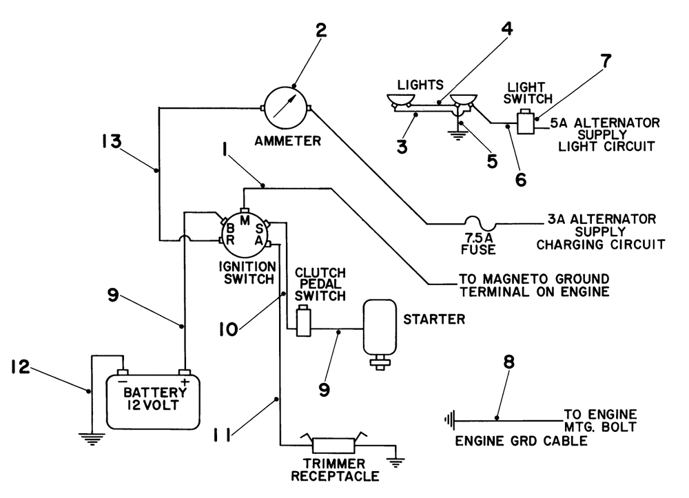 Electrical Schematic Diagram and Parts List for 55055 1000001 - 1999999 Toro Lawn Tractor