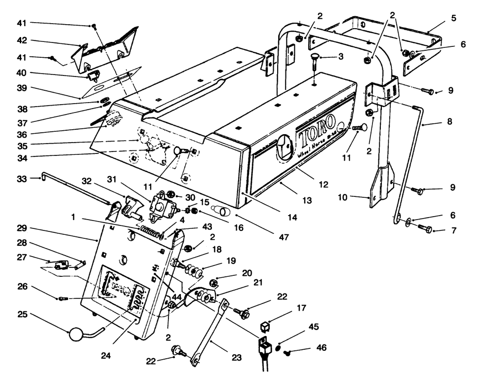 Rear Body Assembly Diagram and Parts List for 70060 6900001 - 6999999 Toro Lawn Tractor
