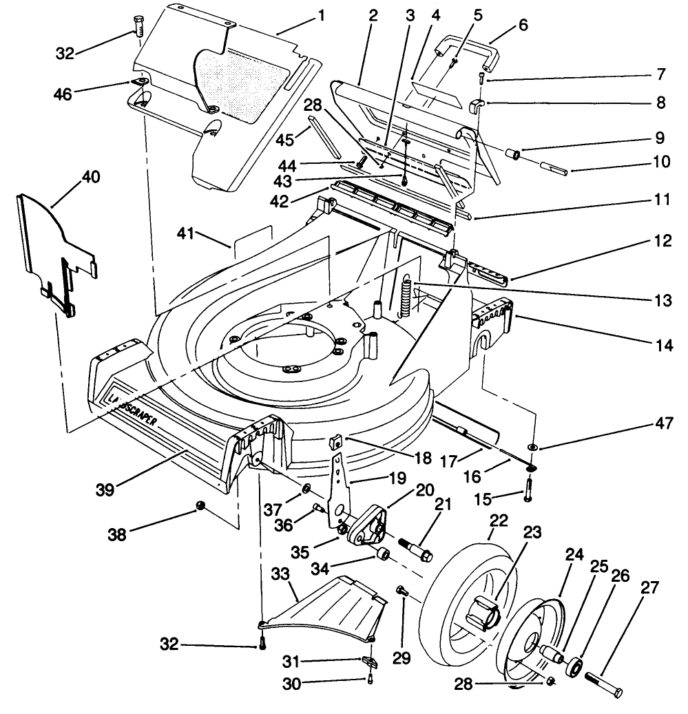 Housing & Wheel Assembly Diagram and Parts List for 22685 0000001 - 0999999 Toro Lawn Mower