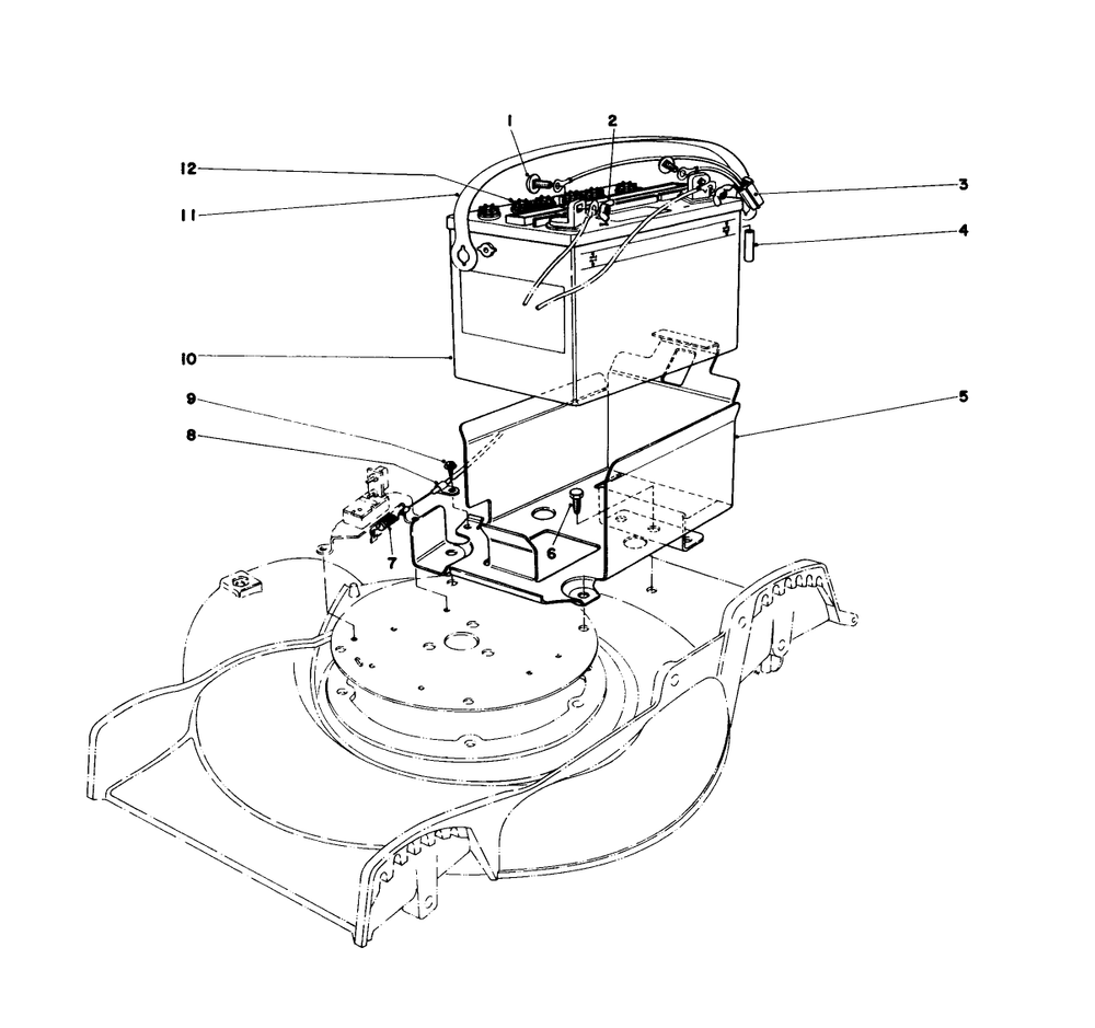 Battery Assembly Diagram and Parts List for 17005 7000001 - 7999999 Toro Lawn Mower