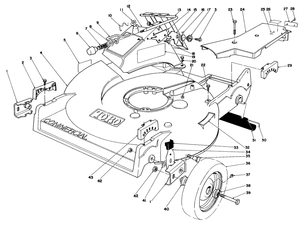 Housing Assembly (Model 22020) Diagram and Parts List for 22020 4000001 - 4999999 Toro Lawn Mower