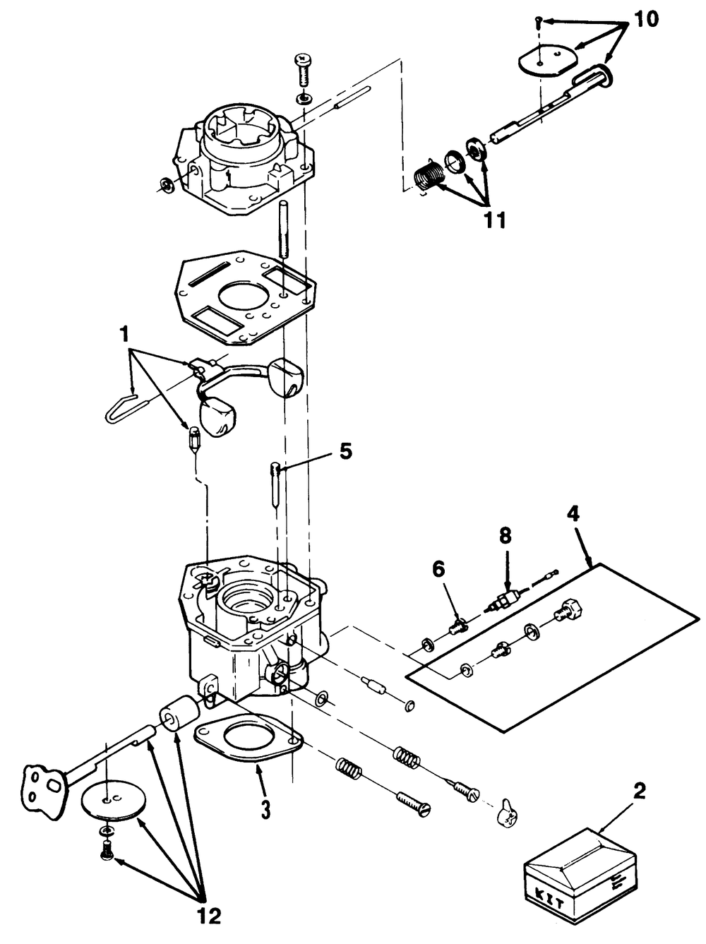 Carburetor Components Diagram and Parts List for 74140 49000001 - 49999999 Toro Lawn Tractor