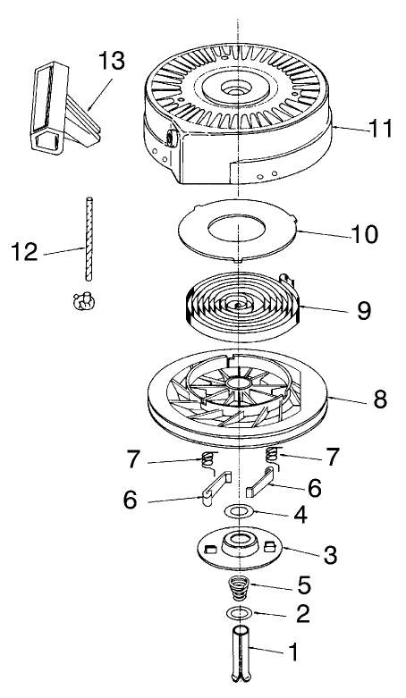 Recoil Starter No. 590652 Diagram and Parts List for 38175 7900001 - 7999999 Toro Snow Blower