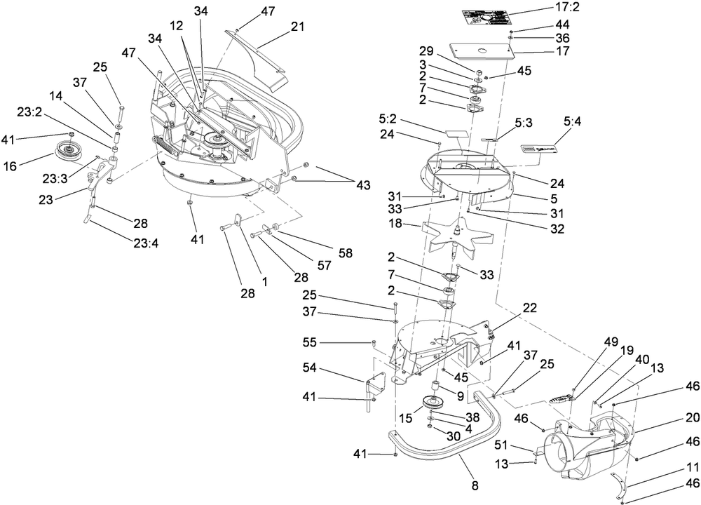 Blower Drive Assembly Diagram and Parts List for 78554 400000000-402433837 Toro Lawn Mower