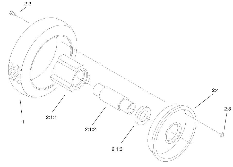 Front Wheel & Tire Assembly Diagram and Parts List for 22171 9900001 - 9999999 Toro Lawn Mower