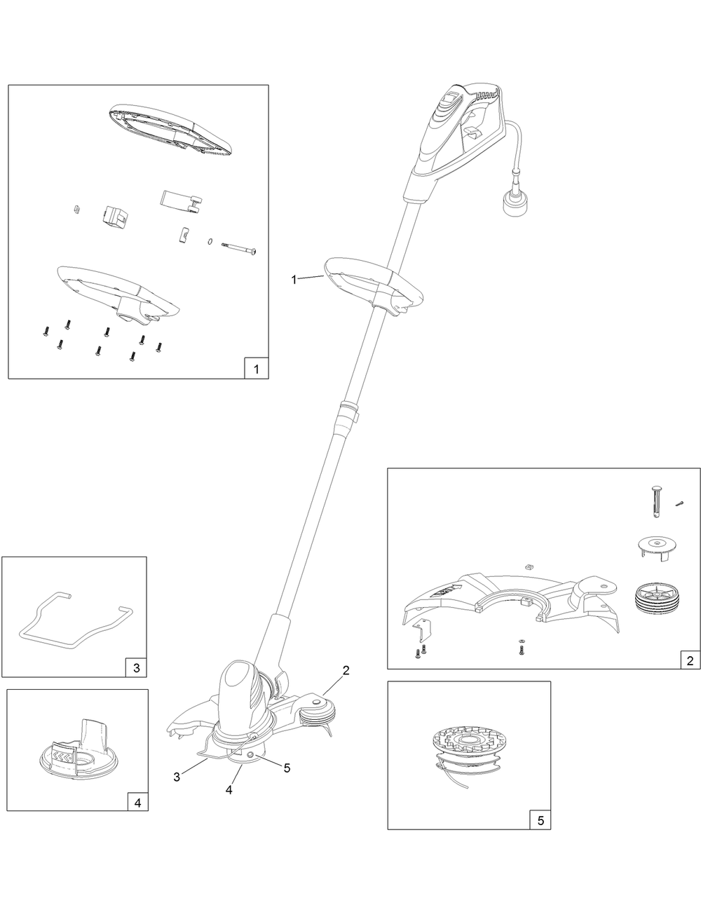14 Inch Electric Dual-Line Trimmer Assembly Diagram and Parts List for 51480A 322000001 - 322999999 Toro Trimmer