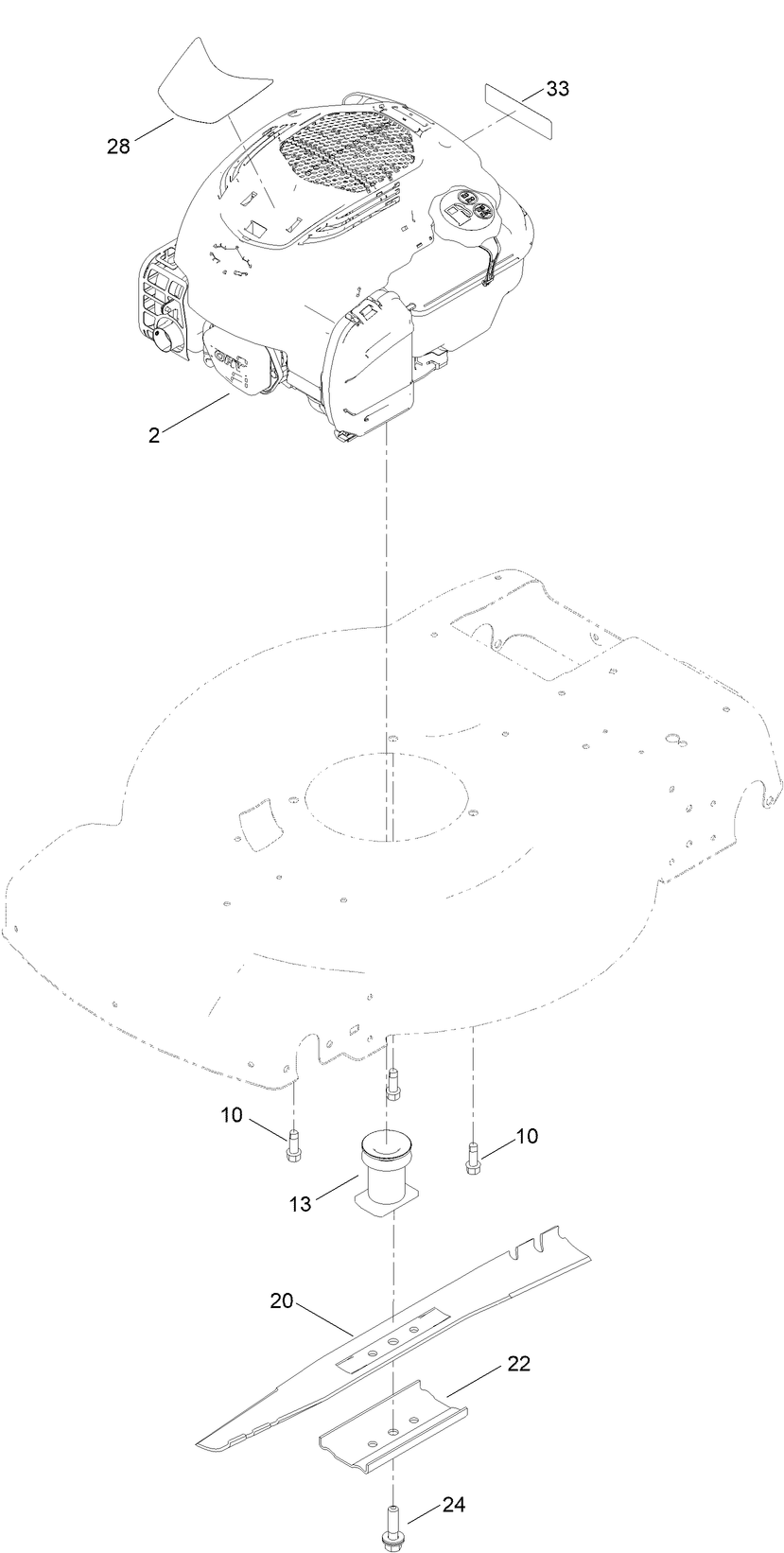 Engine And Blade Assembly Diagram and Parts List for 21462 410240440 - 411699999 Toro Lawn Mower